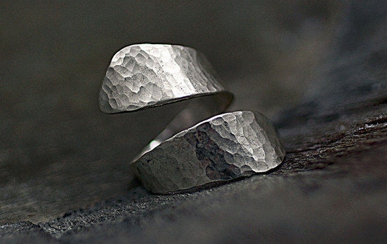 Simple sterling Silver Hammered Twisted Ring. Modern, minimalist jewelry for her.