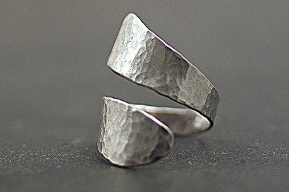 Simple sterling Silver Hammered Twisted Ring. Modern, minimalist jewelry for her.
