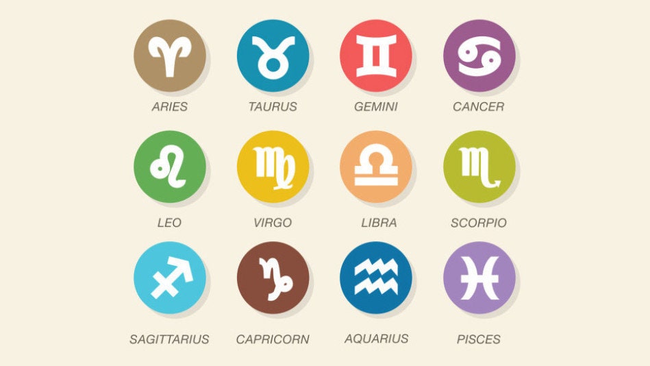 Pair of Zodiac Stud Earring in Sterling Silver, Silver or Gold, Horoscope  Earrings