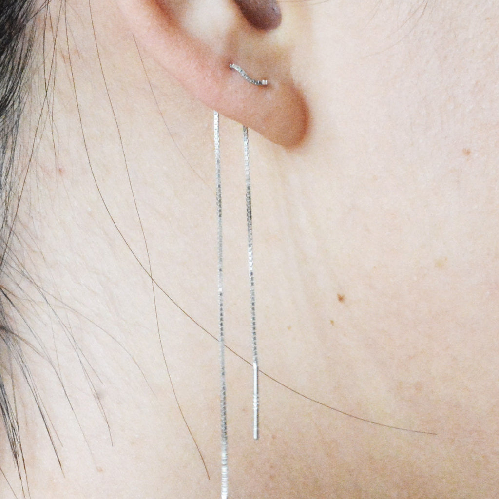 Sterling Silver Minimalist Long Ear Threader