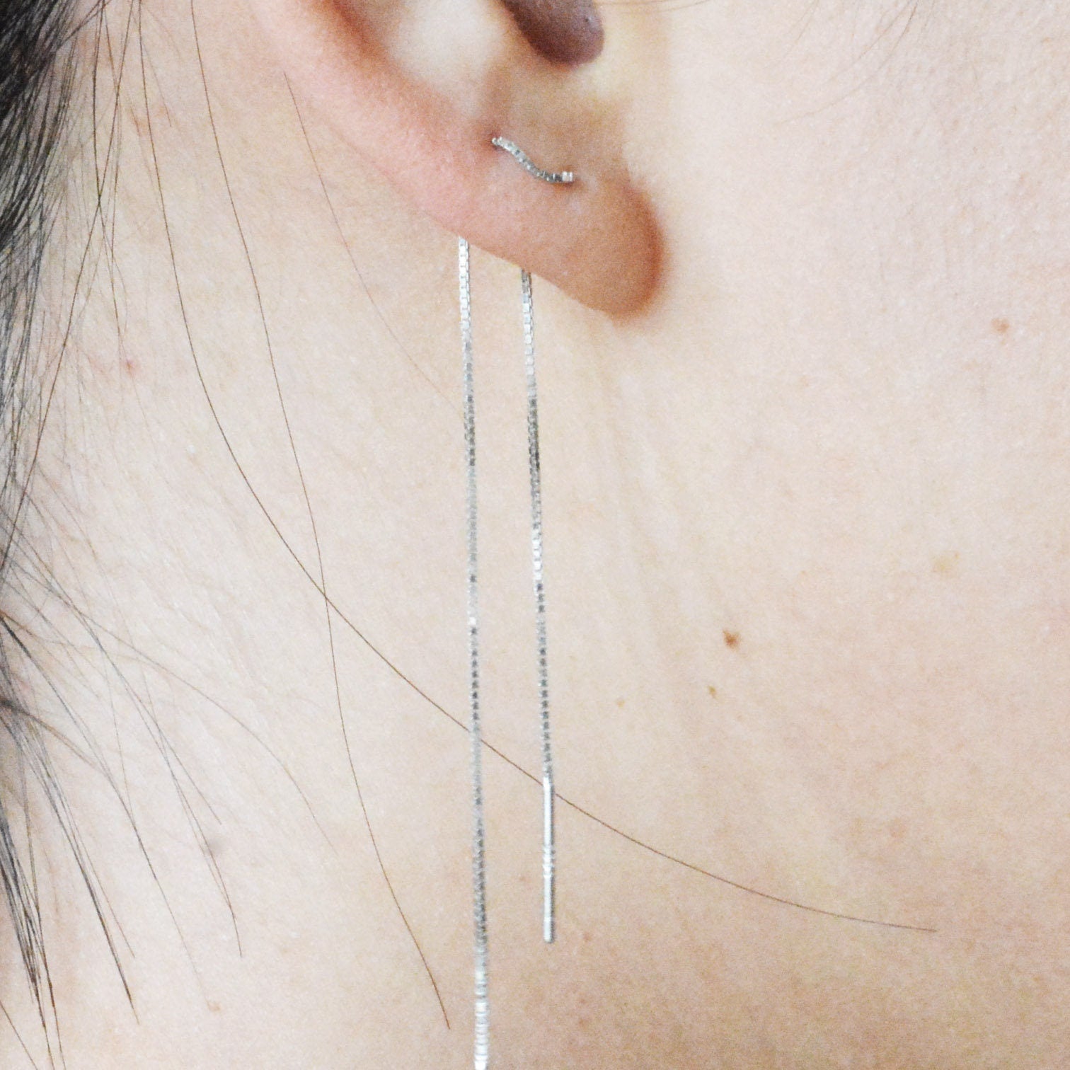 Sterling Silver Minimalist Long Ear Threader