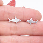 Shark Fish Stud Earrings in Sterling Silver,  Cute Fun Quirky, Jewellery Gift for Her, Animal Lover, Nature Inspired, Nautical Fish   L16