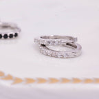 Pair of Minimalist Two-Way Huggie Hoop Earrings in Sterling Silver with Sparkling CZ Crystals, Two Sizes Available, Simple Hoop Earrings