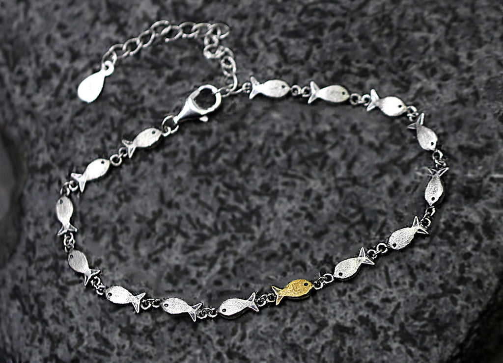 Swimming Fish Silver Bracelet