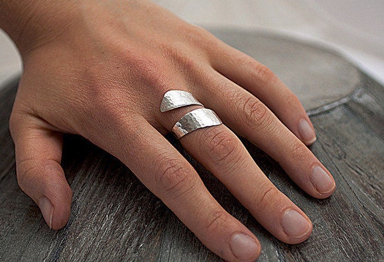 Simple sterling Silver Hammered Twisted Ring. Modern, minimalist jewelry for her.