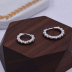 Sterling Silver Huggie Hoop Earrings, Pebble Circle Round Earrings, Minimalist Geometric Design