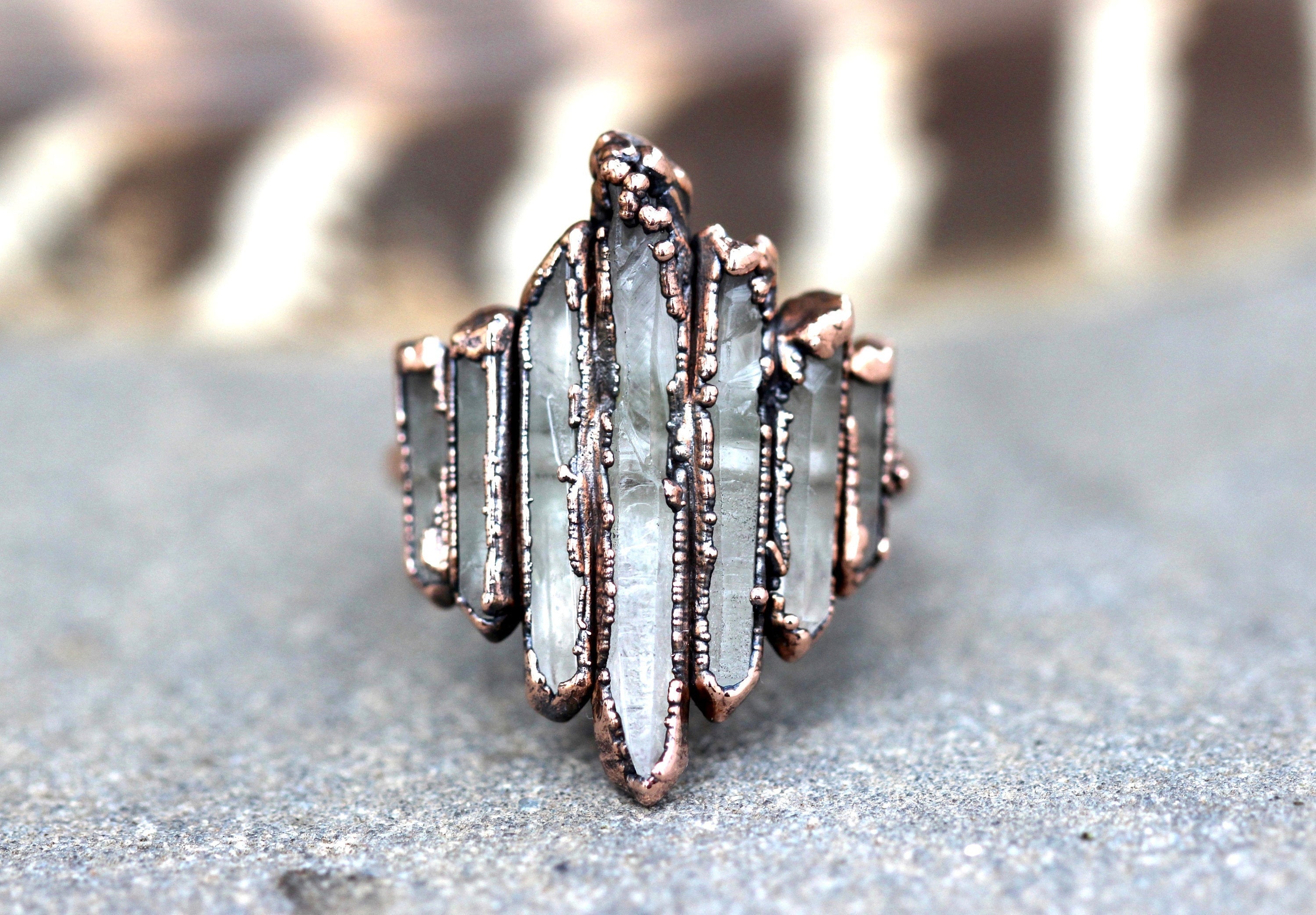 Raw Crystal Ring Alternative Engagement Ring Crystal Point Ring Raw Crystals and Stones Raw Crystal Jewelry