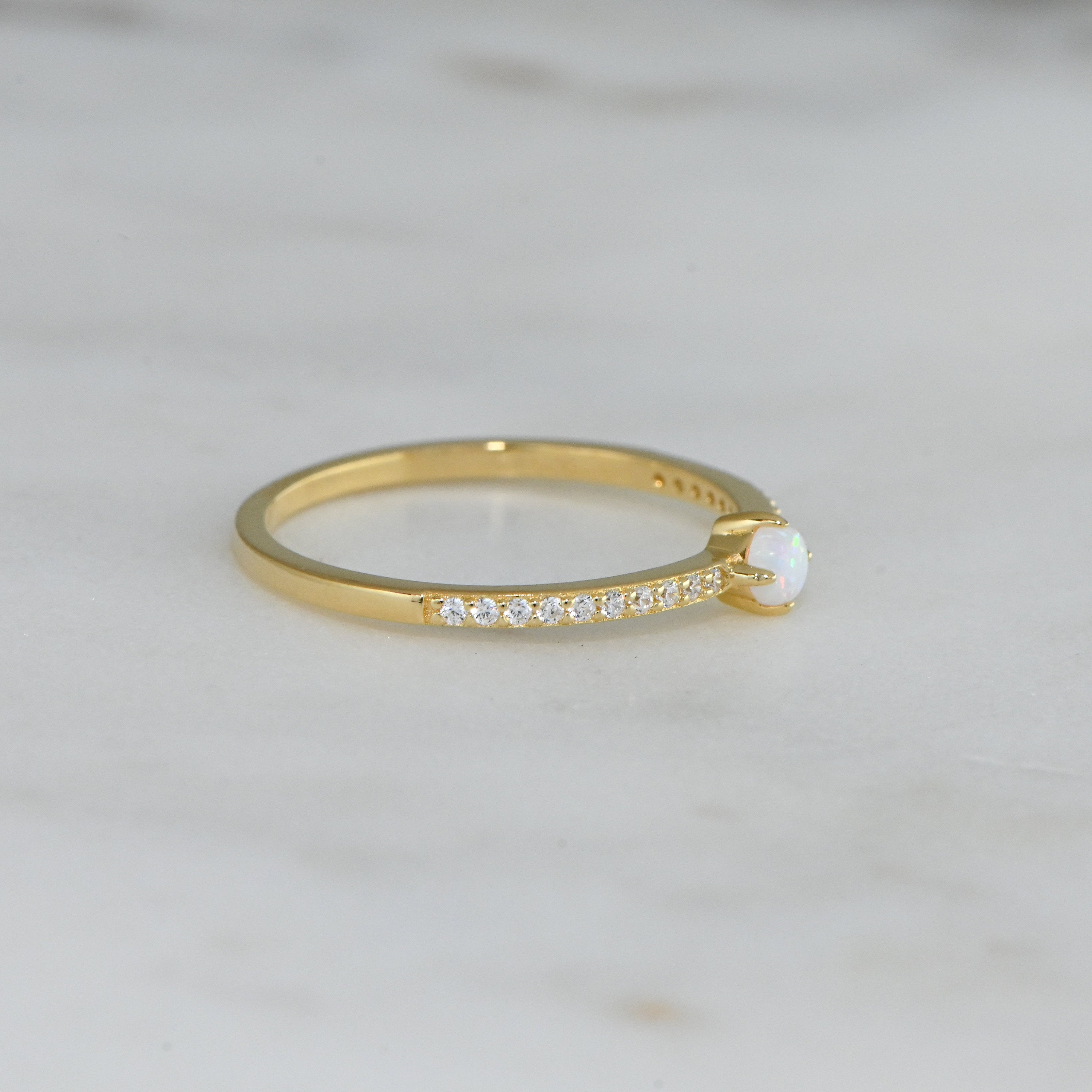Dainty Opal Solitaire Ring