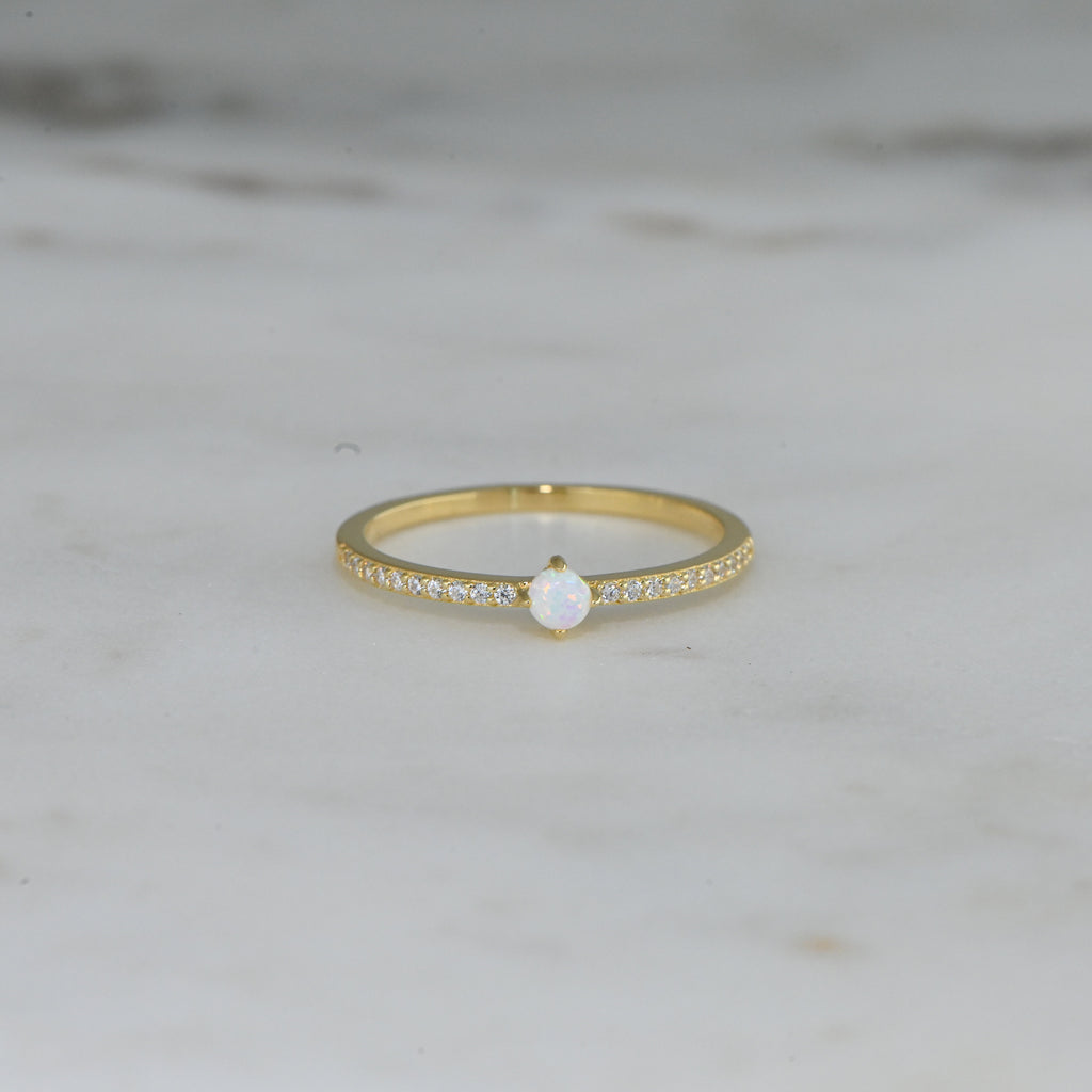 Dainty Opal Solitaire Ring