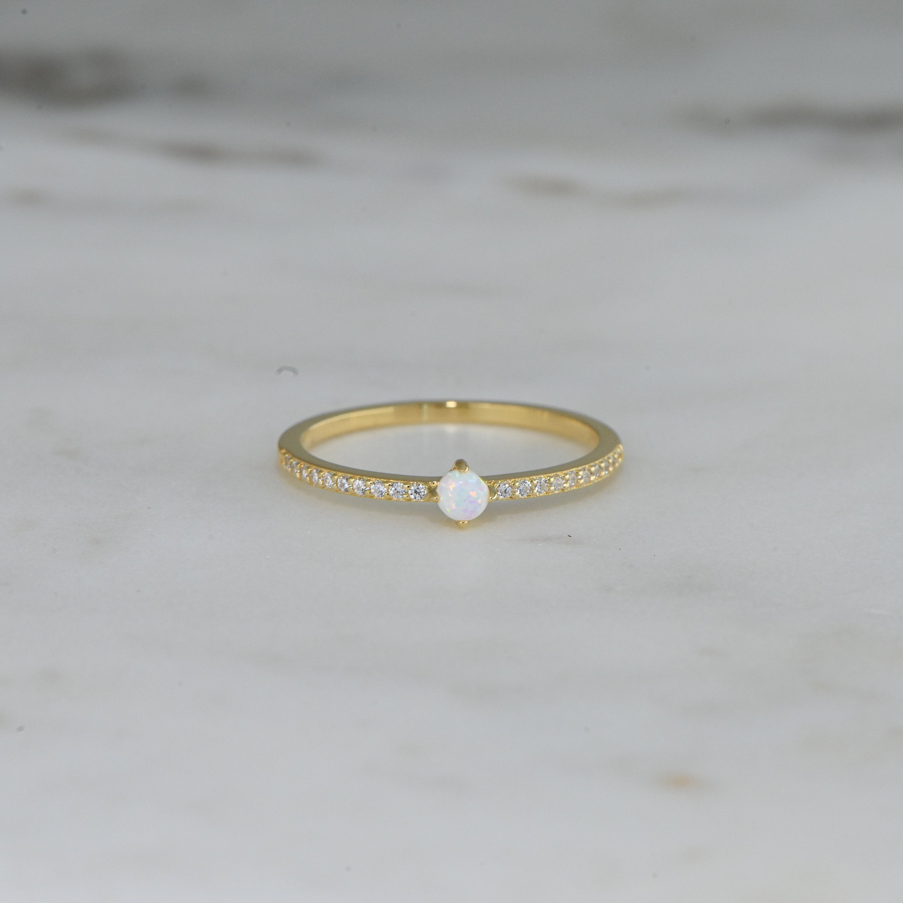 Dainty Opal Solitaire Ring