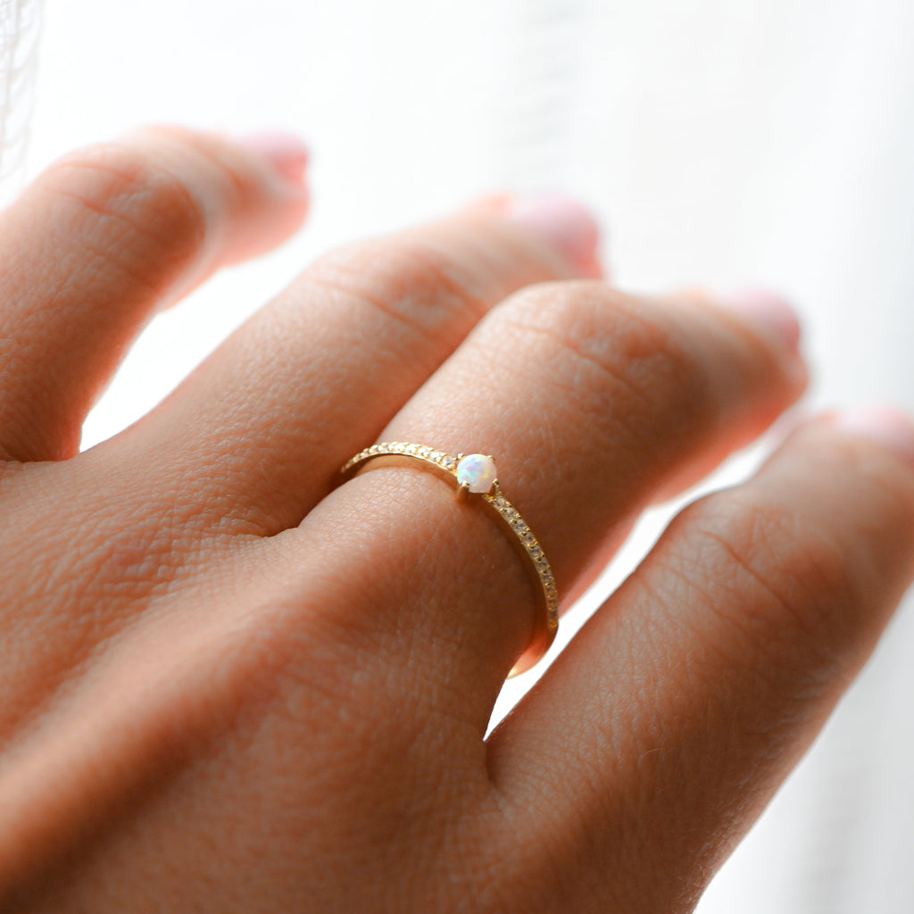 Dainty Opal Solitaire Ring