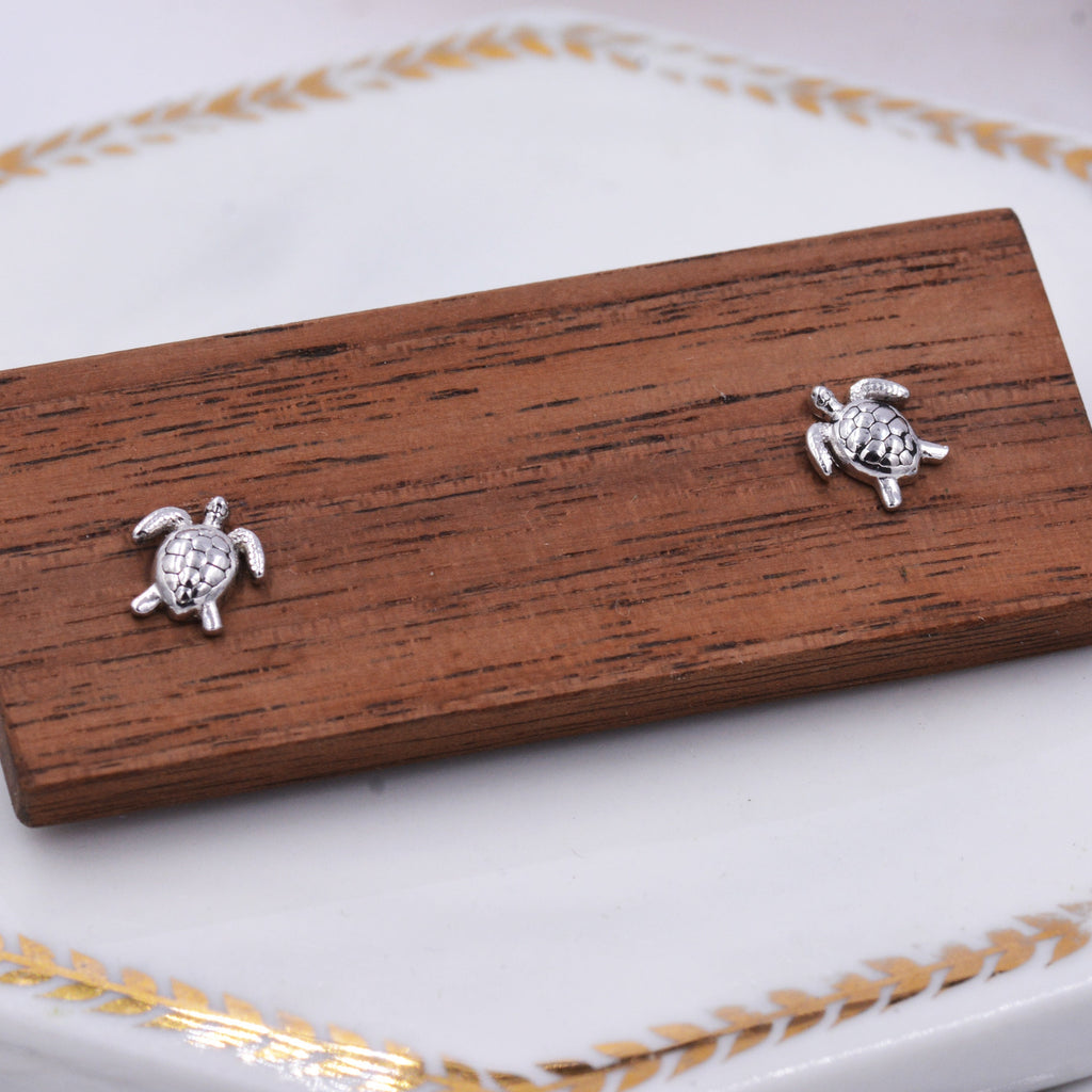 Sterling Silver Turtle Stud Earrings, Sea Turtle Earrings, Cute and Quirky