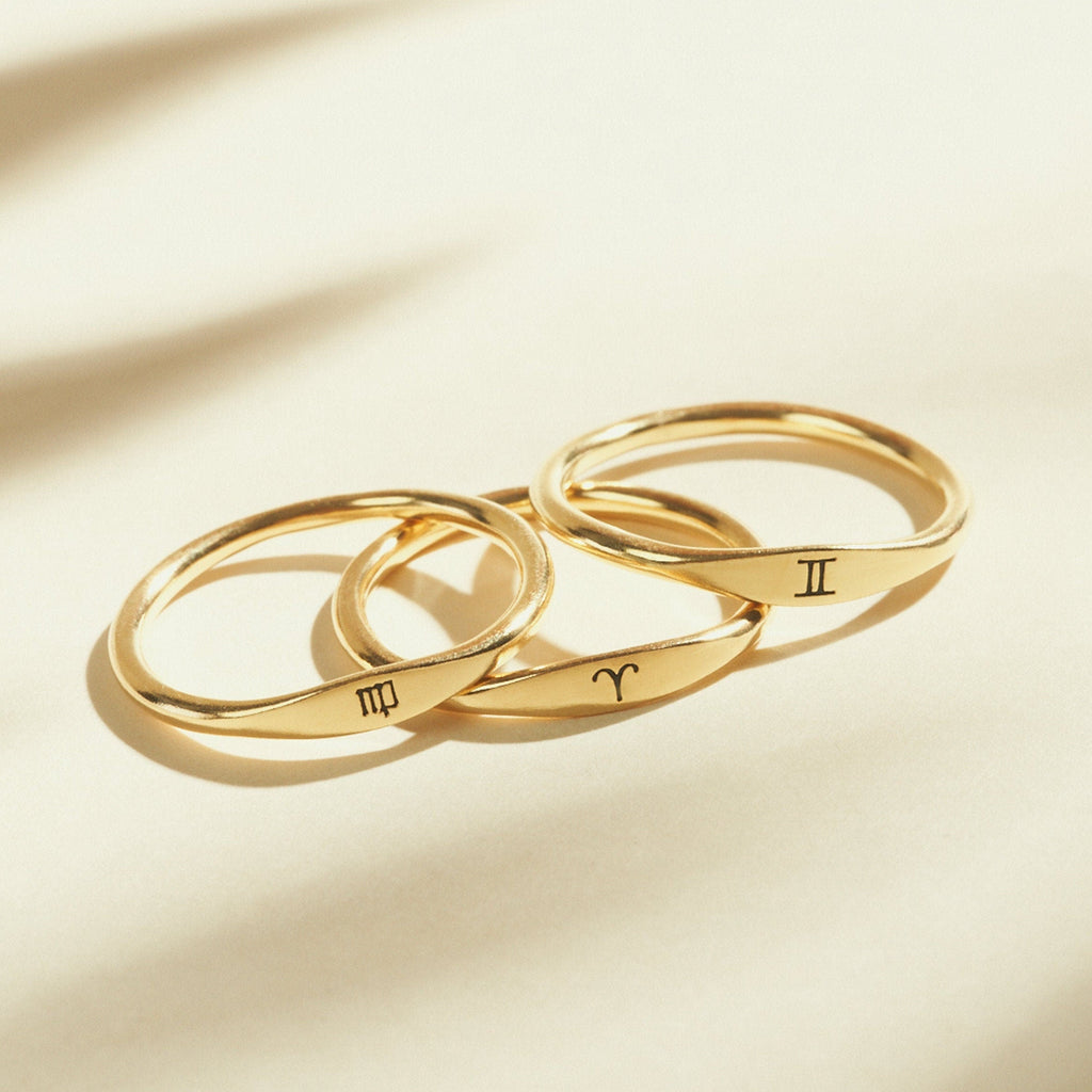 Zodiac Ring by CaitlynMinimalist • Custom Zodiac Jewelry in Sterling Silver & Gold • Birthday Gift for Her • RM21F31