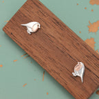 Robin Stud Earrings in Sterling Silver, Silver Bird Earrings, Silver and Rose Gold, Nature Inspired