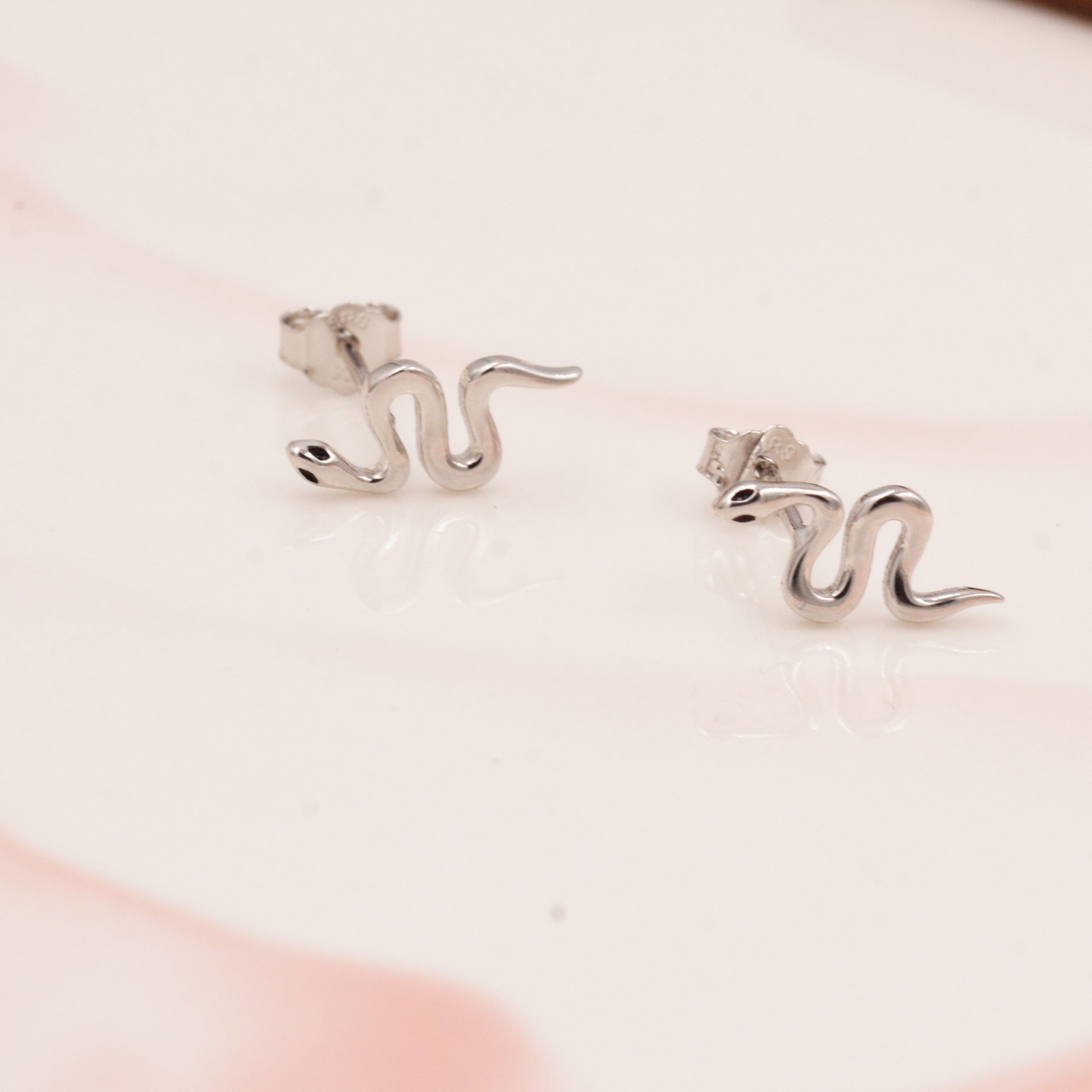 Small Snake Stud Earrings in Sterling Silver