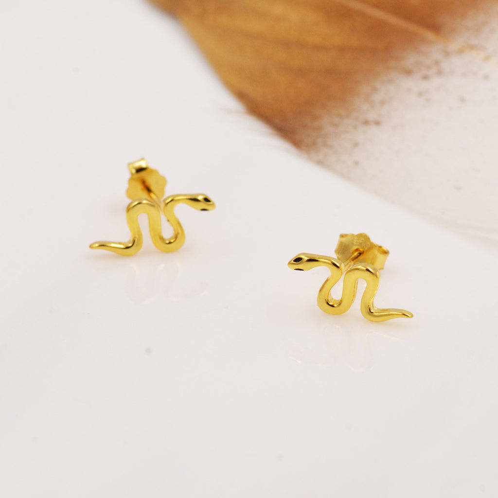 Small Snake Stud Earrings in Sterling Silver