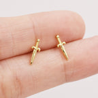 Tiny Little Dagger Sword Stud Earrings in Sterling Silver