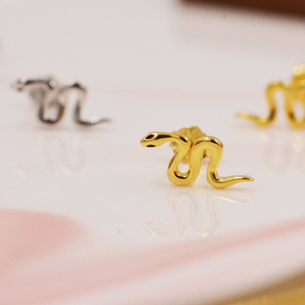 Small Snake Stud Earrings in Sterling Silver