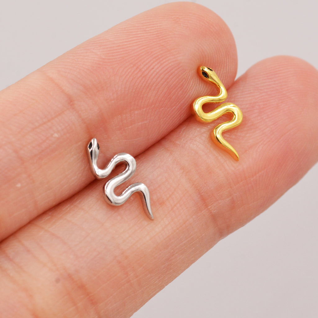 Small Snake Stud Earrings in Sterling Silver