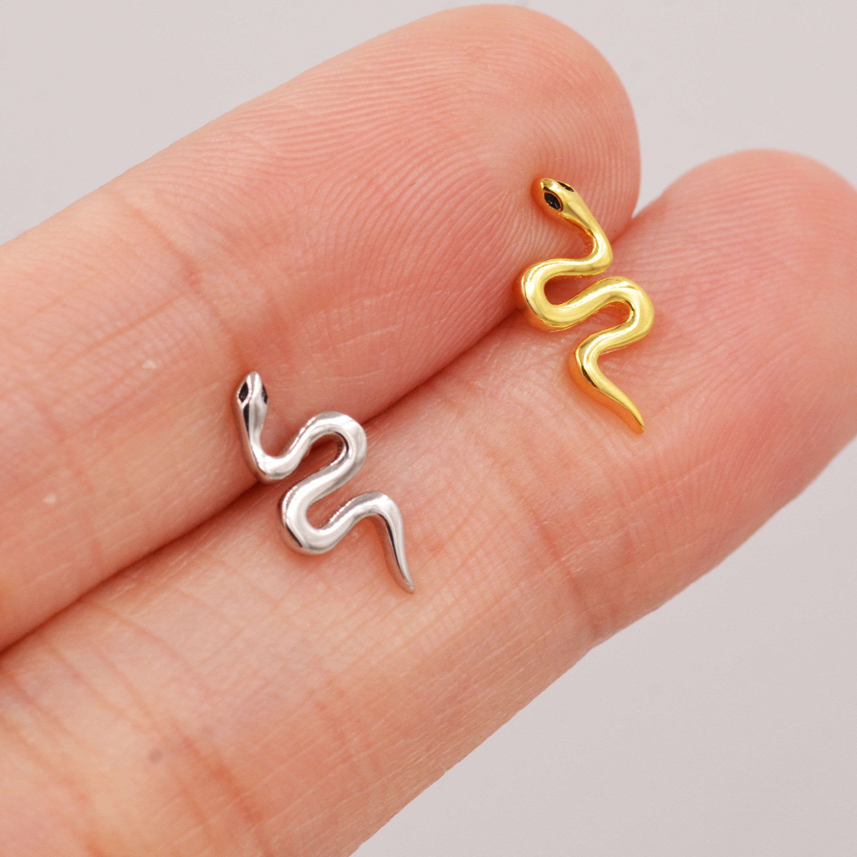 Small Snake Stud Earrings in Sterling Silver