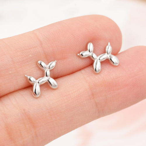 Balloon Dog Stud Earrings in Sterling Silver