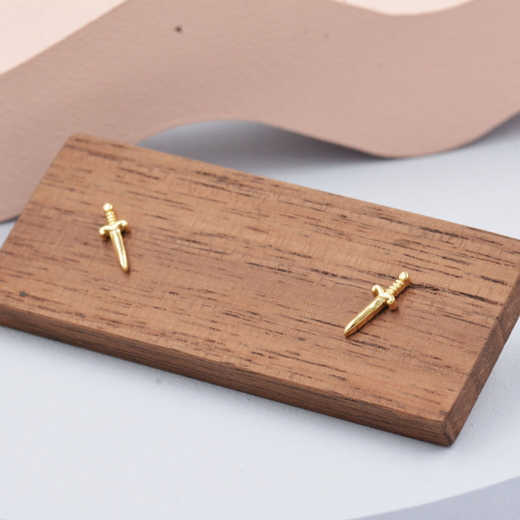 Tiny Little Dagger Sword Stud Earrings in Sterling Silver