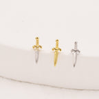 Tiny Little Dagger Sword Stud Earrings in Sterling Silver