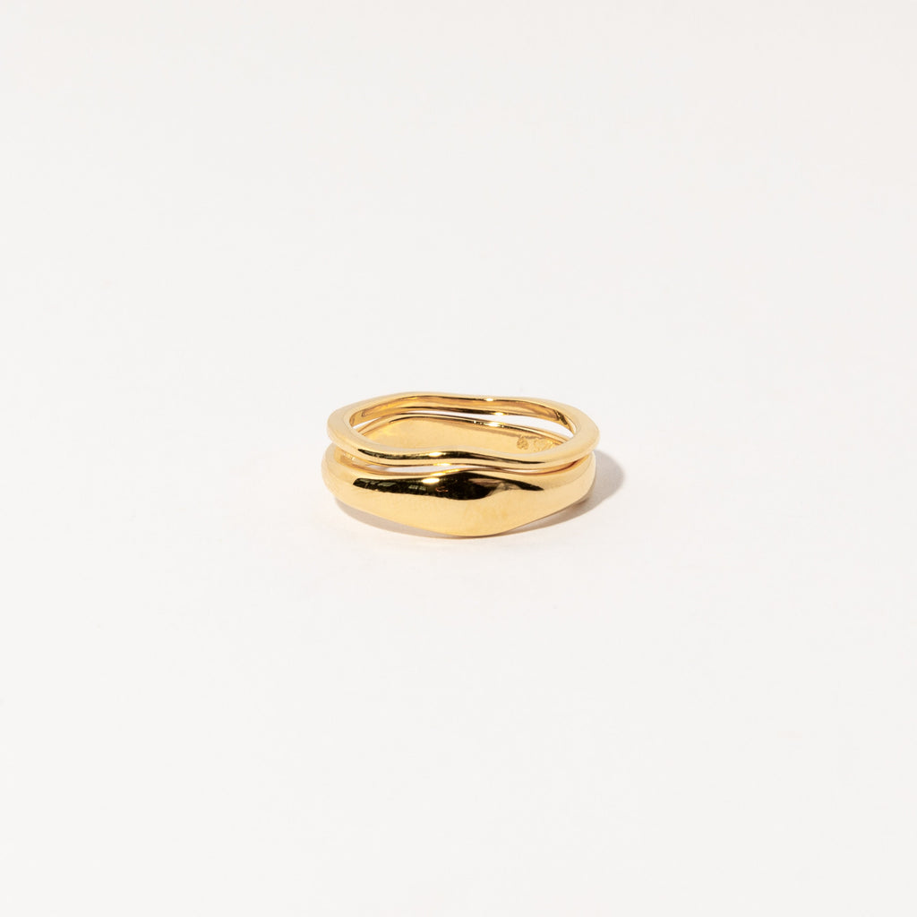 Set of 2: Duo Form Rings by Caitlyn Minimalist • Minimalist Style Stacking Rings in Gold • Perfect Additions to your Minimalist Look • RR026