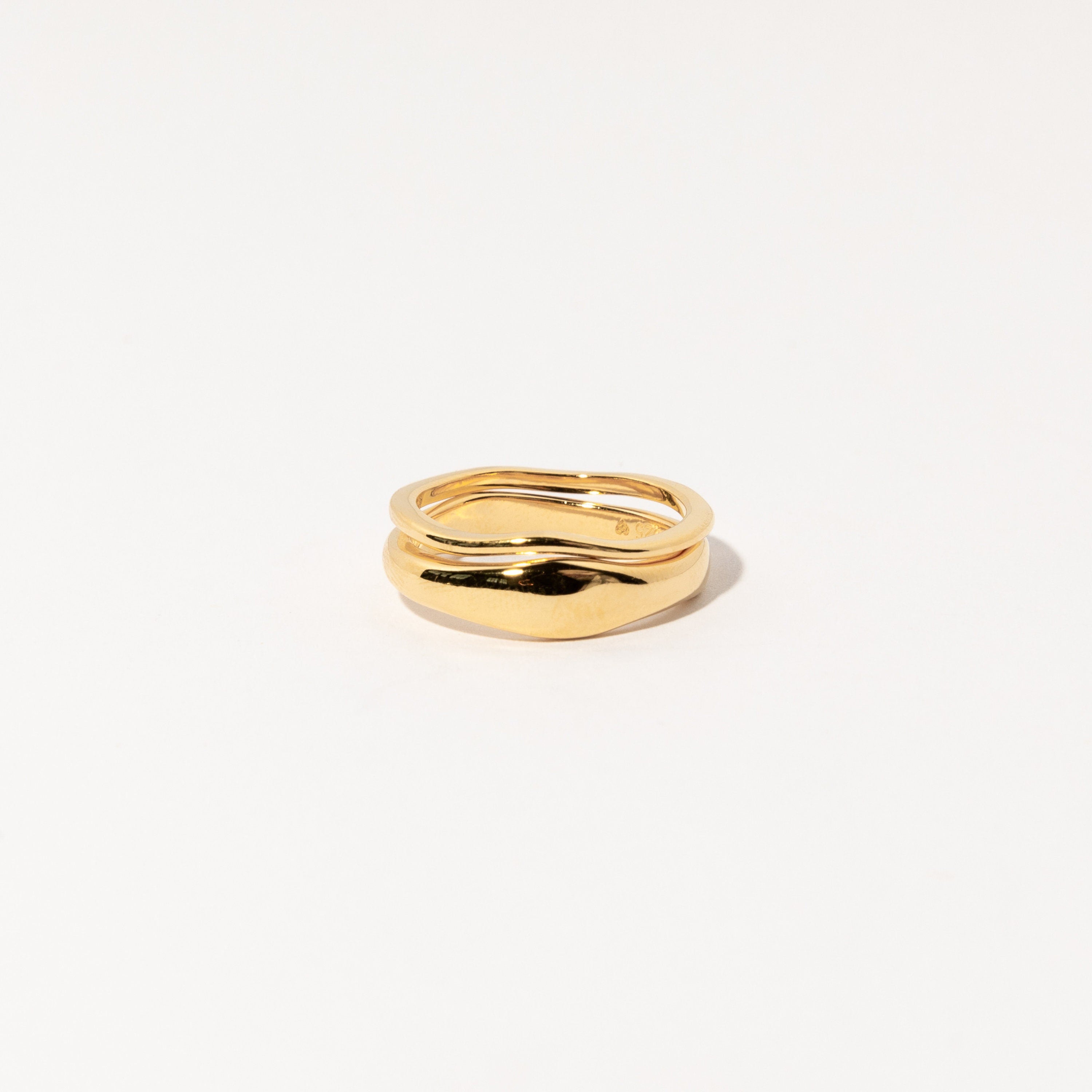 Set of 2: Duo Form Rings by Caitlyn Minimalist • Minimalist Style Stacking Rings in Gold • Perfect Additions to your Minimalist Look • RR026