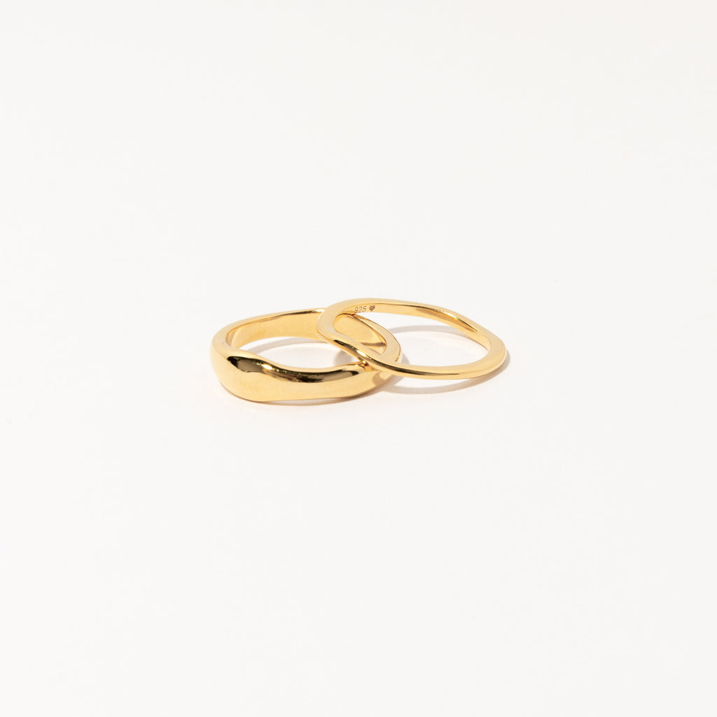 Set of 2: Duo Form Rings by Caitlyn Minimalist • Minimalist Style Stacking Rings in Gold • Perfect Additions to your Minimalist Look • RR026