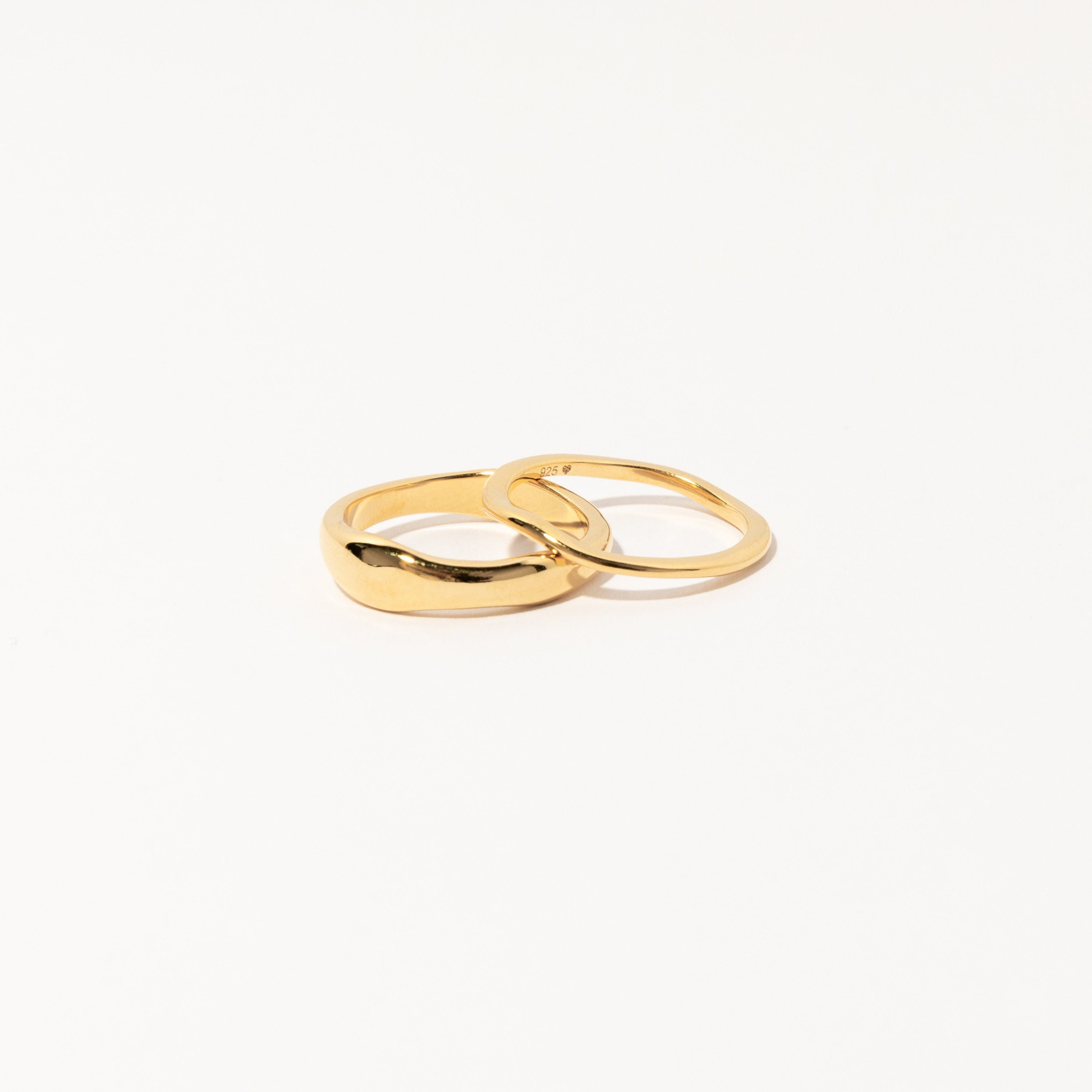 Set of 2: Duo Form Rings by Caitlyn Minimalist • Minimalist Style Stacking Rings in Gold • Perfect Additions to your Minimalist Look • RR026