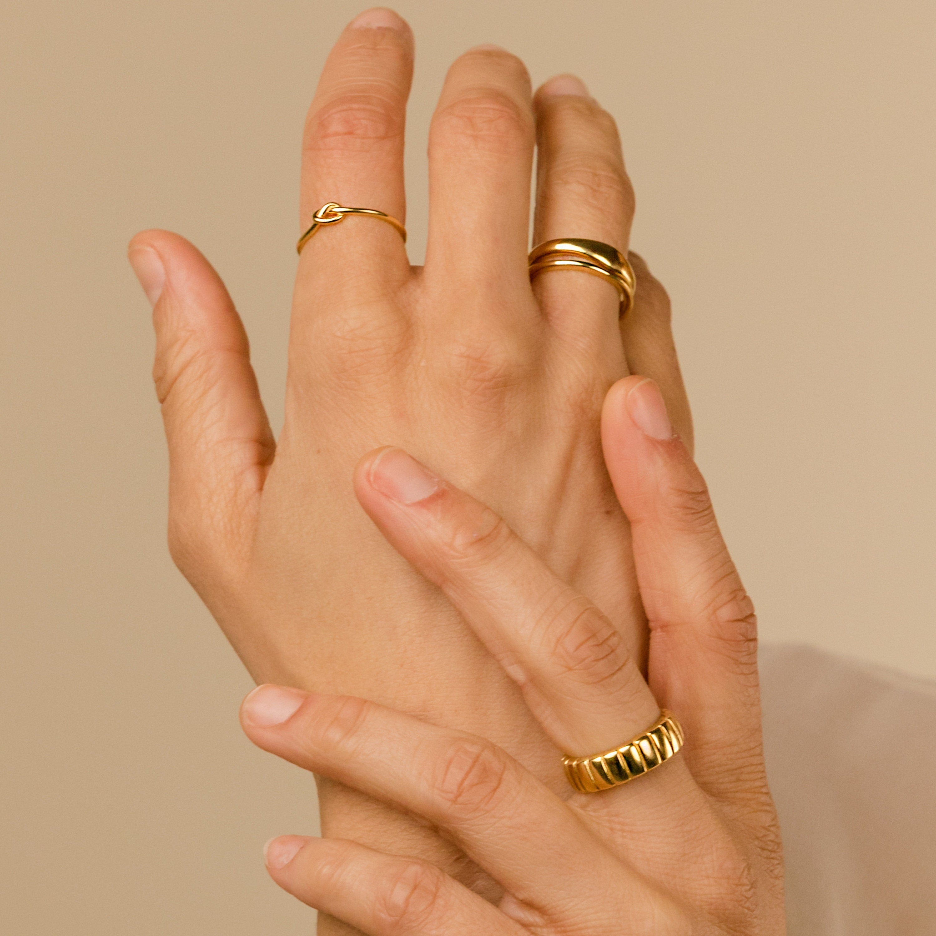 Set of 2: Duo Form Rings by Caitlyn Minimalist • Minimalist Style Stacking Rings in Gold • Perfect Additions to your Minimalist Look • RR026