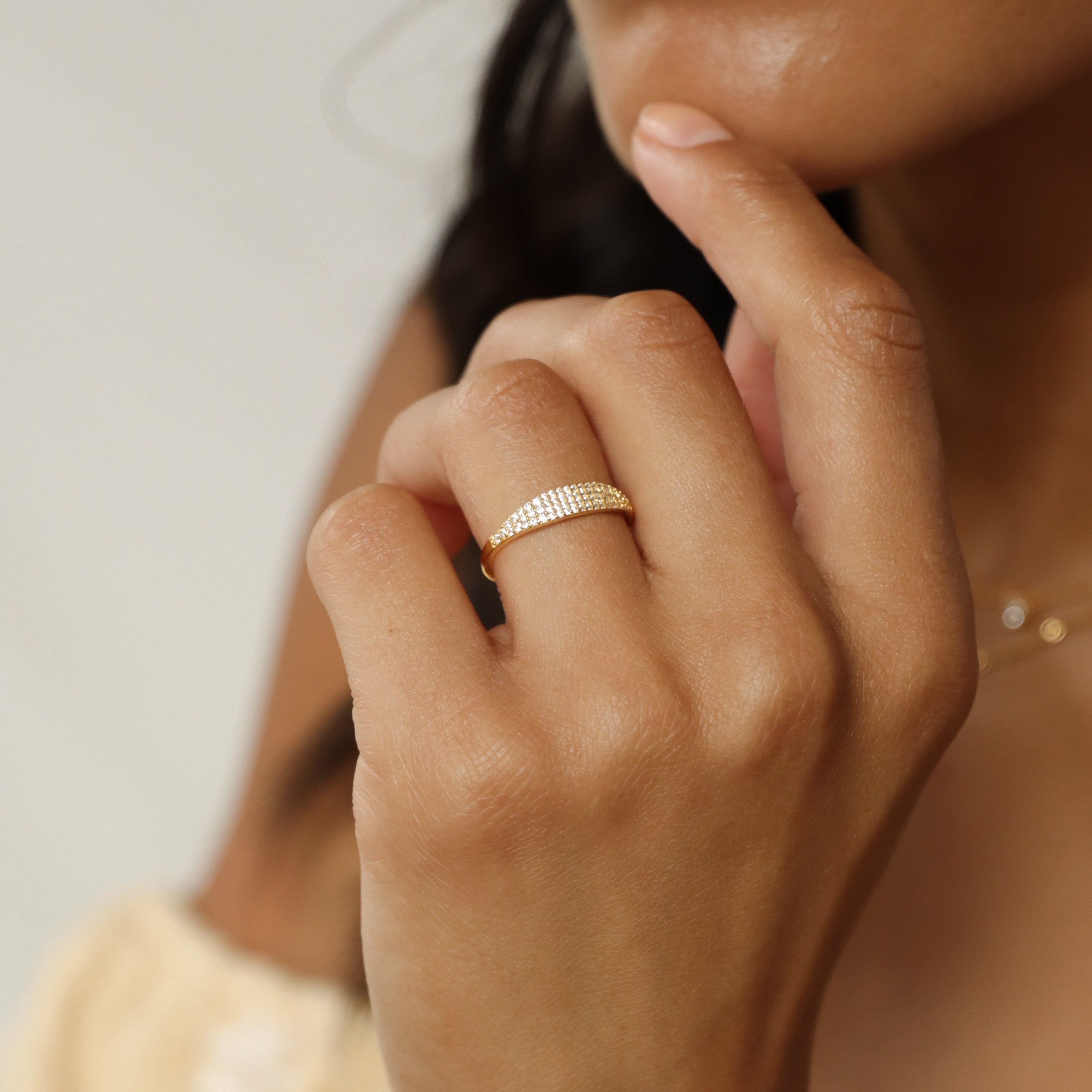 Pave Signet Ring by Caitlyn Minimalist • Skinny Pave Ring • Stacking Ring • A Must Have • Diamond Signet Ring • RR034
