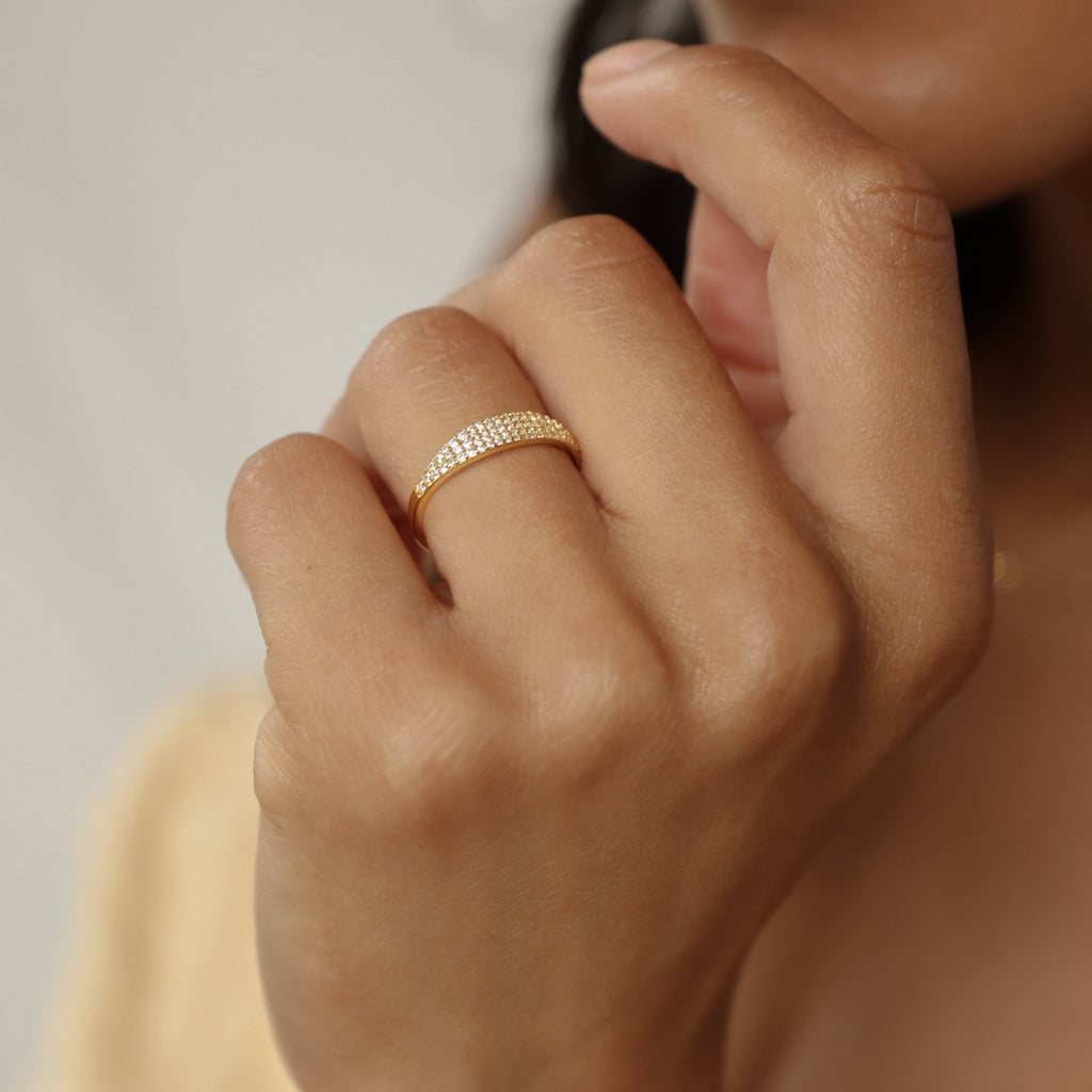 Pave Signet Ring by Caitlyn Minimalist • Skinny Pave Ring • Stacking Ring • A Must Have • Diamond Signet Ring • RR034
