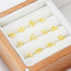 Pair of Zodiac Stud Earring in Sterling Silver, Silver or Gold, Horoscope  Earrings