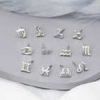 Pair of Zodiac Stud Earring in Sterling Silver, Silver or Gold, Horoscope  Earrings