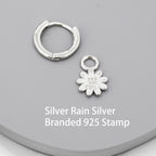 Little Daisy Flower Charmed Hoop Earrings in Sterling Silver