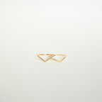 Curve Ring Set by CaitlynMinimalist • Set of 2: Diamond Chevron Ring, Thin Gold Minimalist Ring for Stacking • Gift for Her • RR037