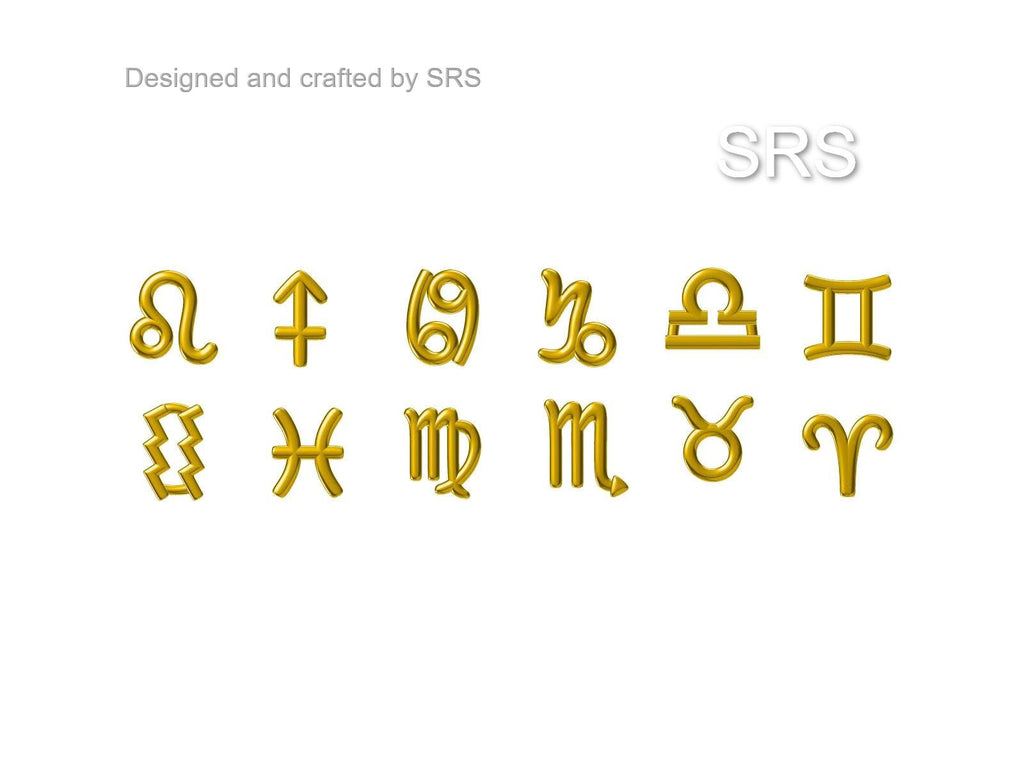 Pair of Zodiac Stud Earring in Sterling Silver, Silver or Gold, Horoscope  Earrings