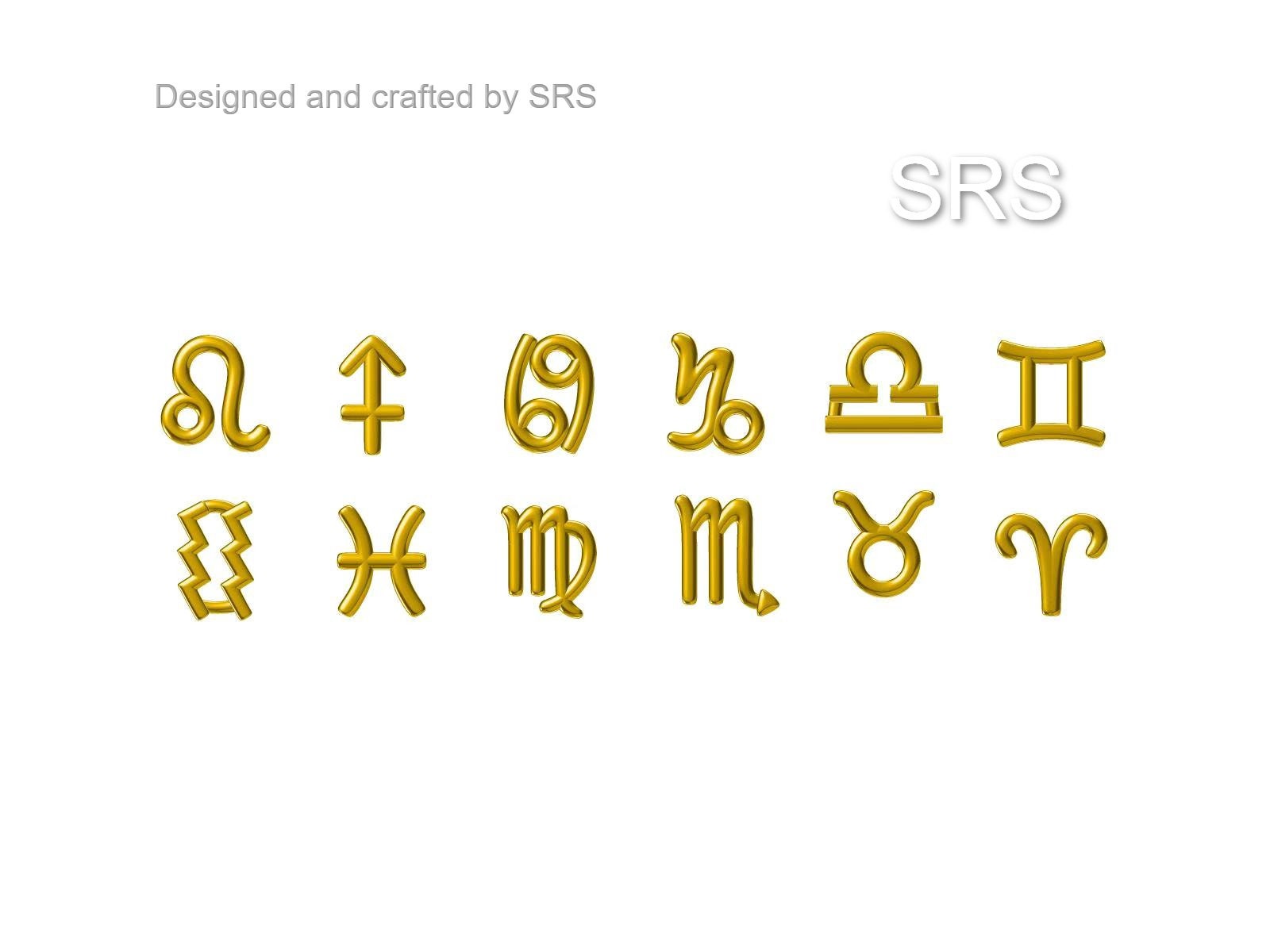 Pair of Zodiac Stud Earring in Sterling Silver, Silver or Gold, Horoscope  Earrings