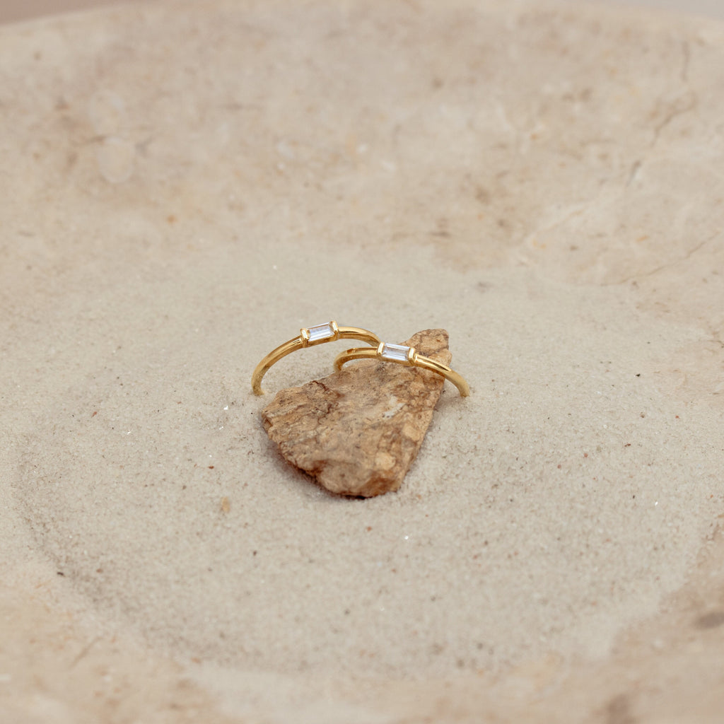 Dainty Baguette Diamond Ring • Gold Wedding Band • Minimalist Eternity Ring • Perfect Stacking Rings • Anniversary Gifts for Women • RR038