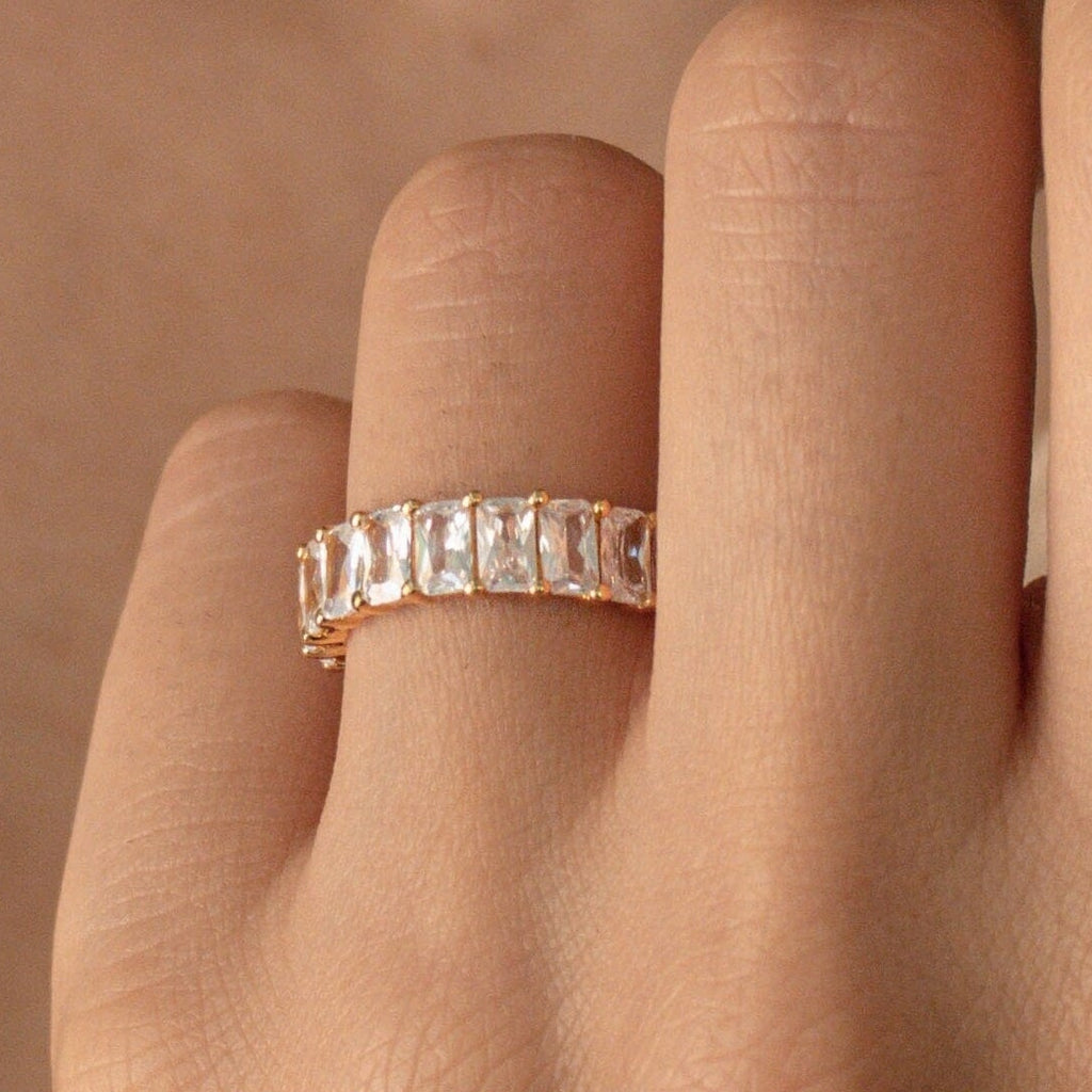 Statement Baguette Eternity Ring Gold