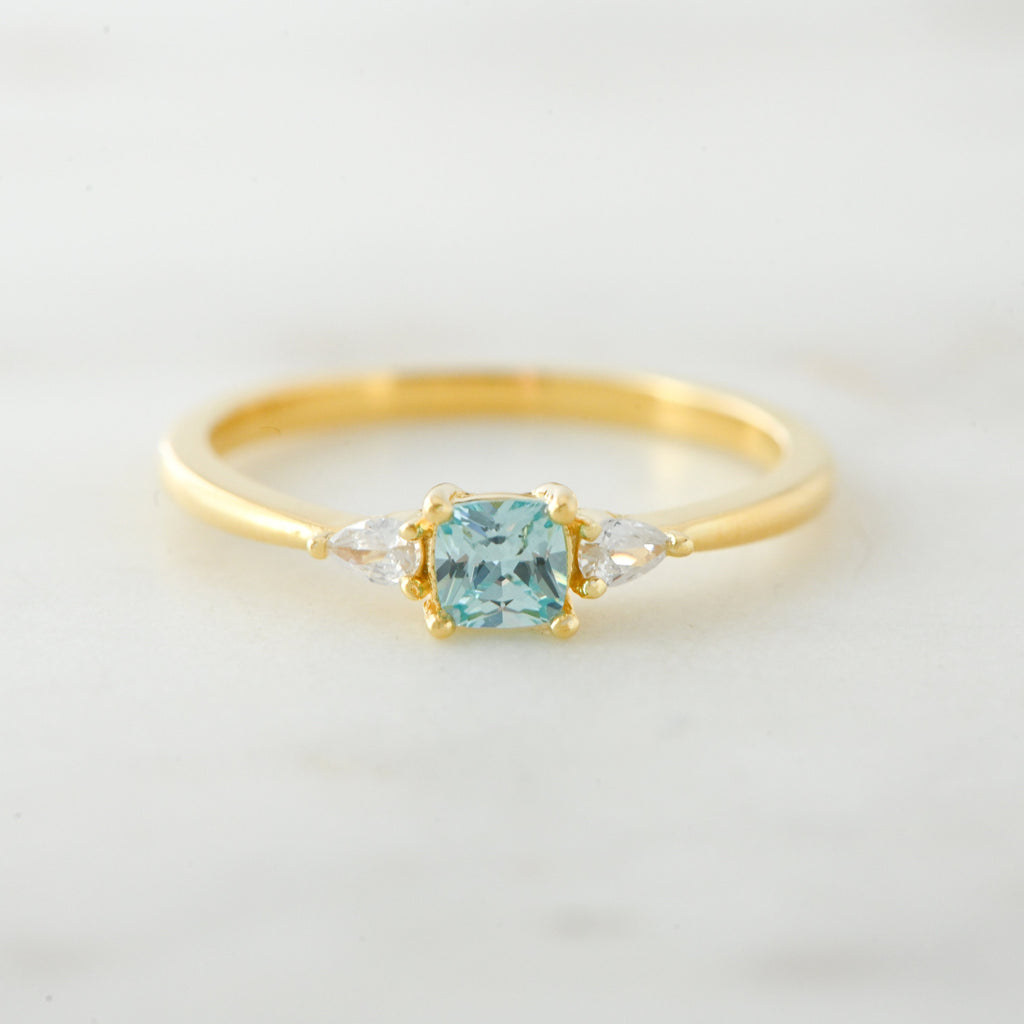 Aquamarine Gold Minimalist Ring
