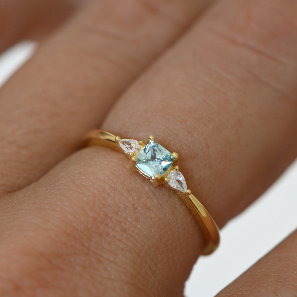 Aquamarine Gold Minimalist Ring