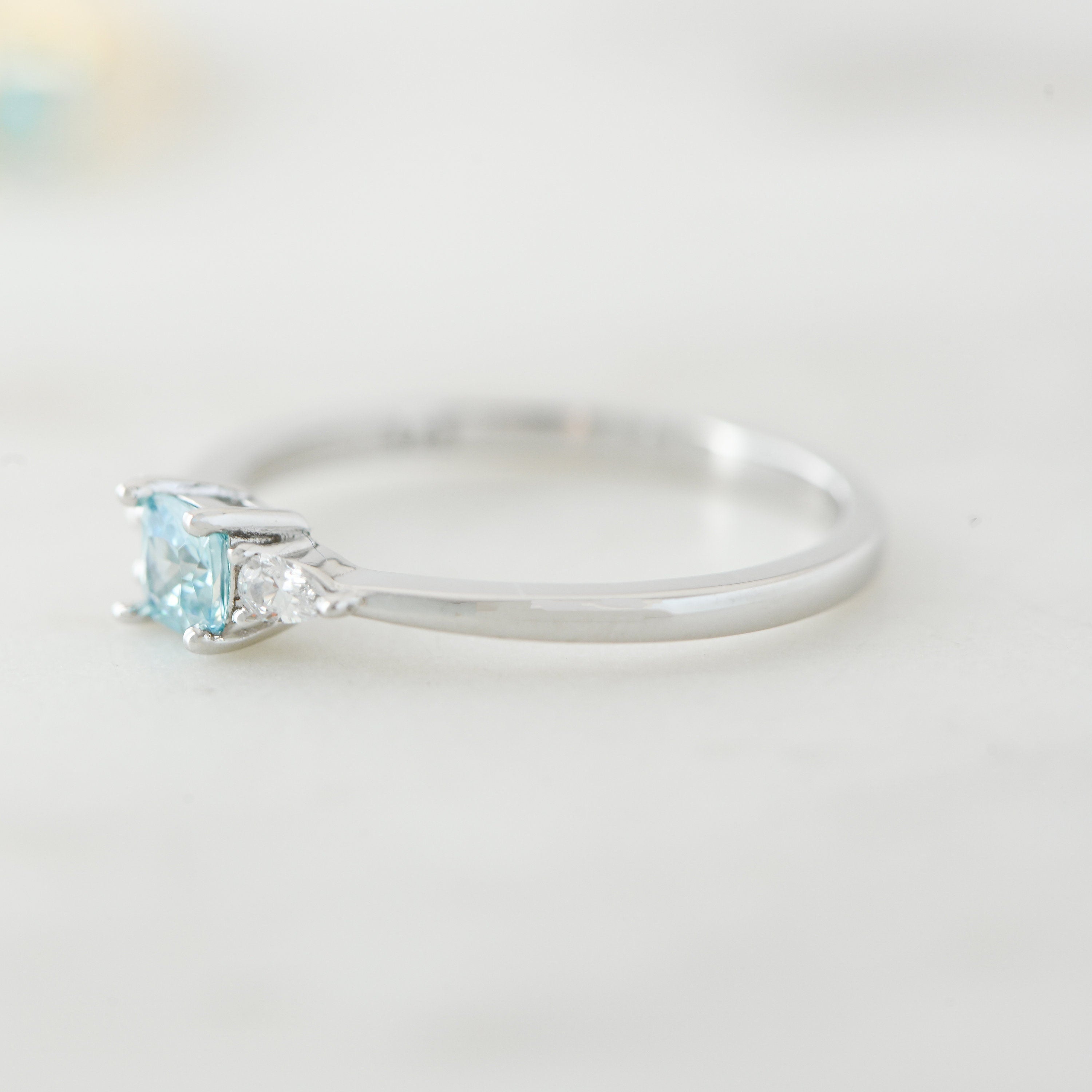 Aquamarine Gold Minimalist Ring