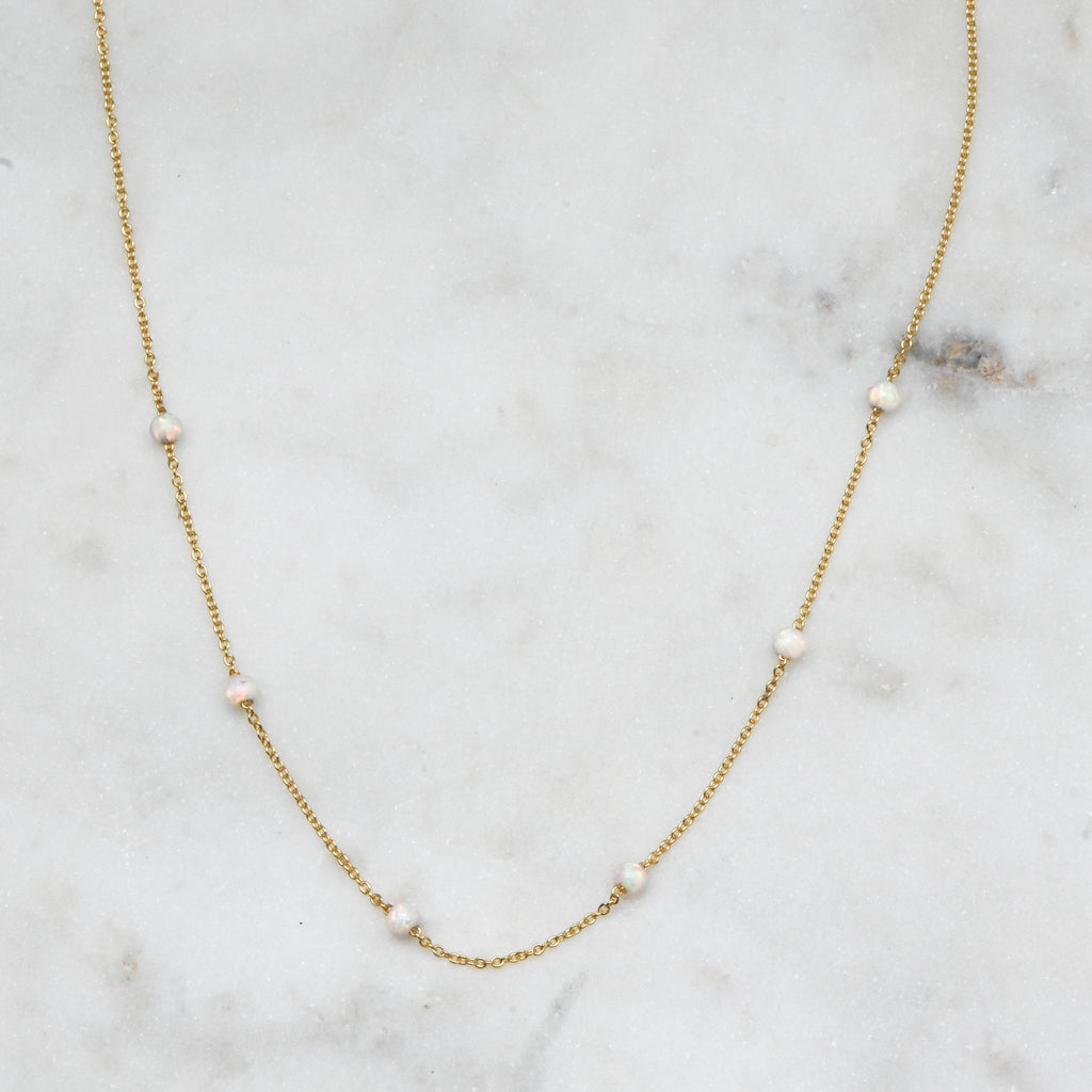 Dainty White Opal Necklace