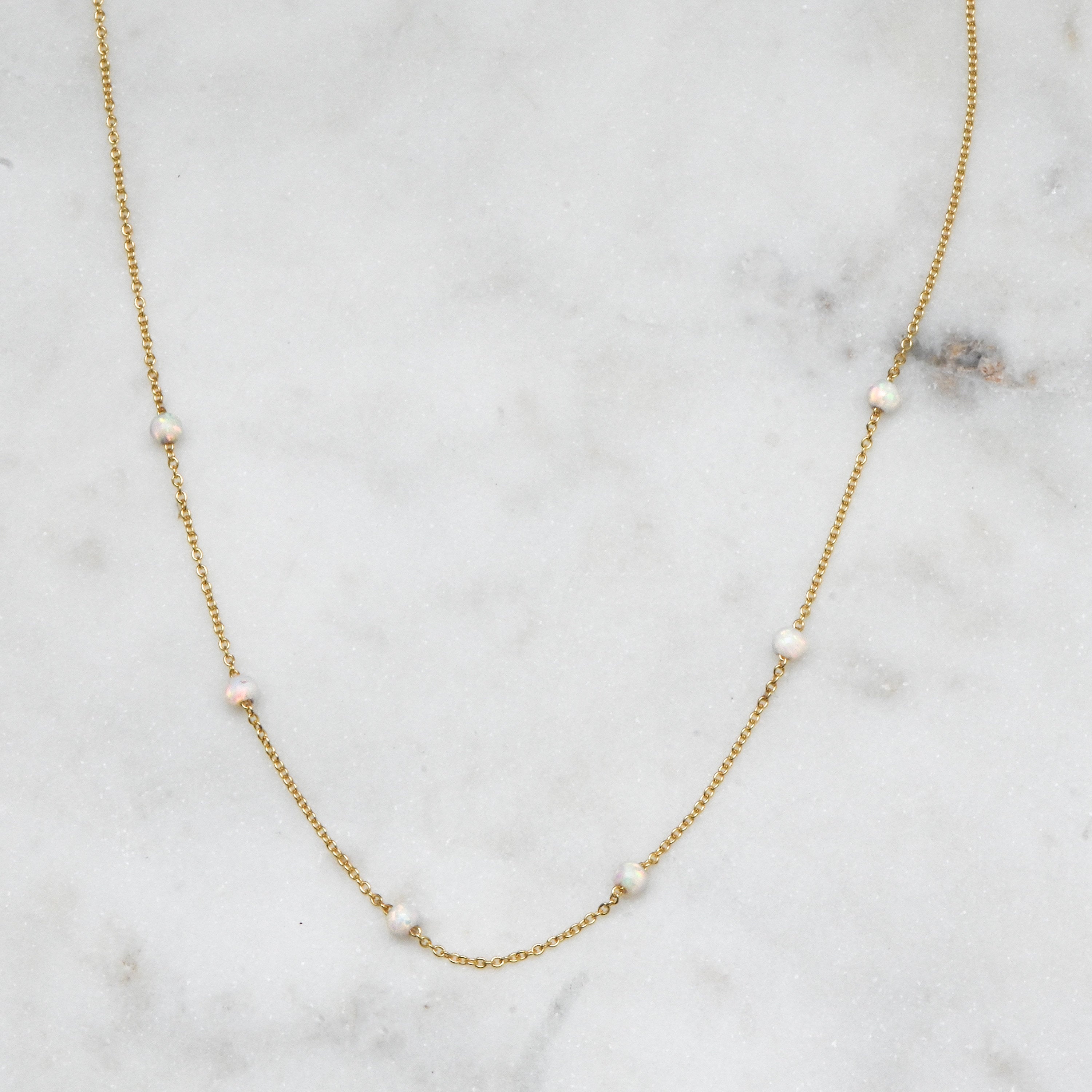Dainty White Opal Necklace