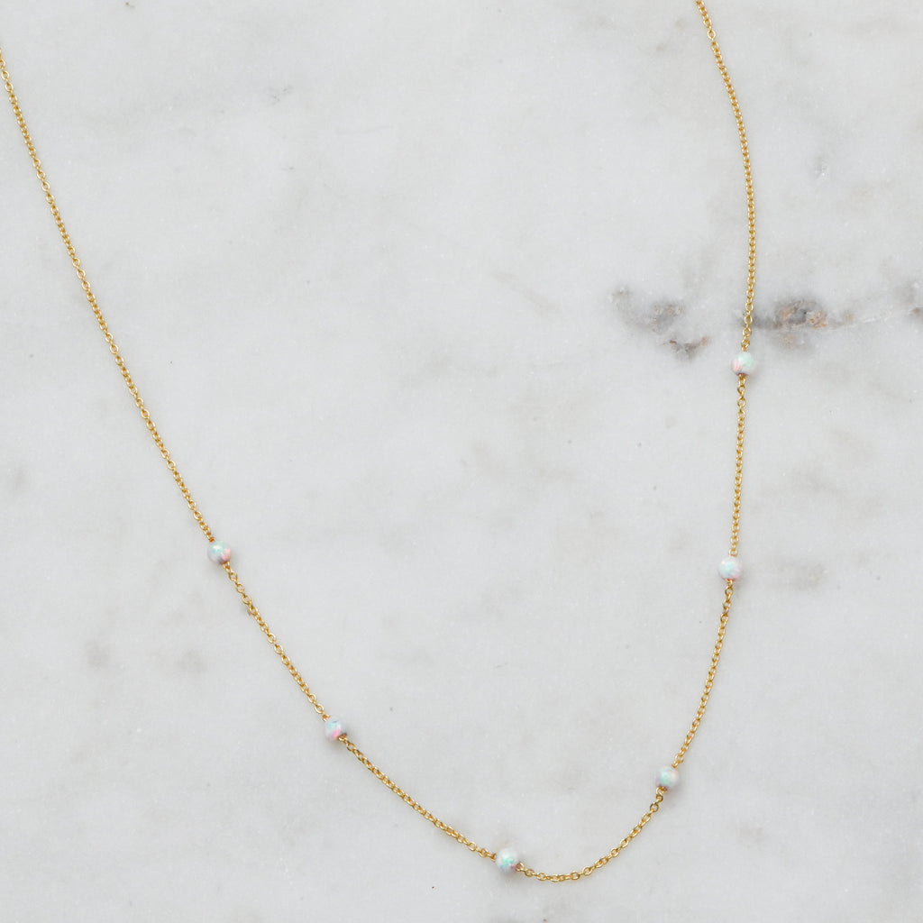 Dainty White Opal Necklace