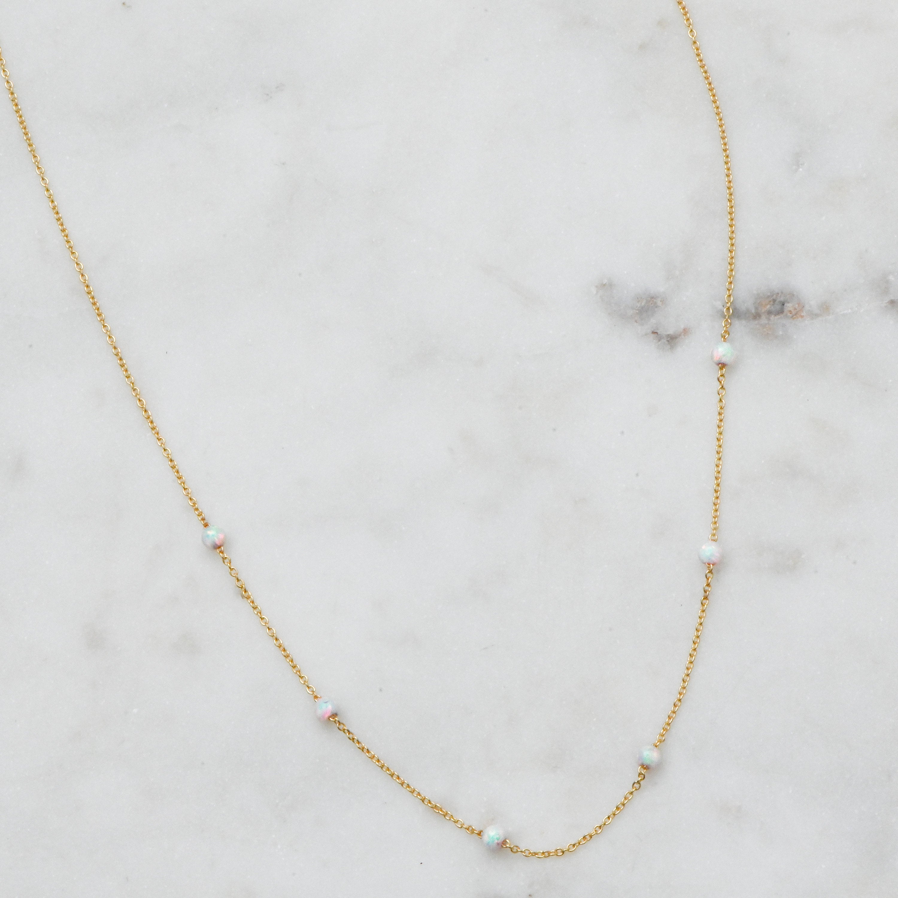 Dainty White Opal Necklace