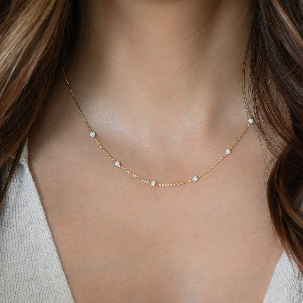 Dainty White Opal Necklace